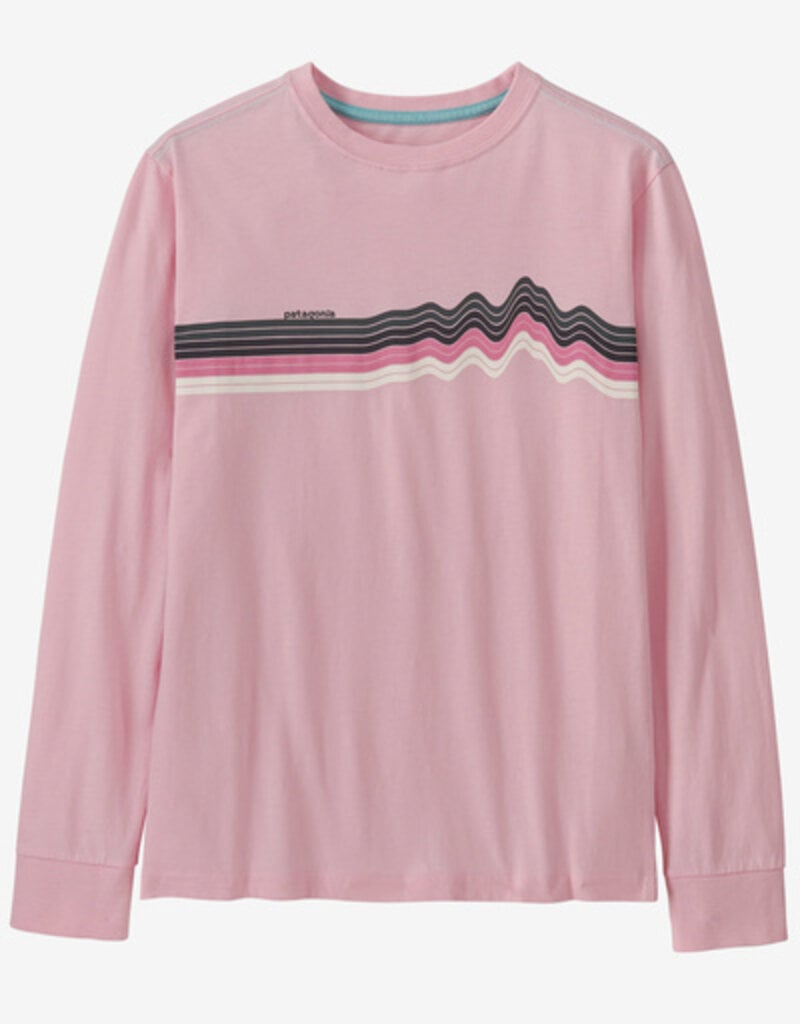 Patagonia Kids L/S Regenerative Organic Cotton Ridge Rise Stripe T-Shirt Peaceful Pink