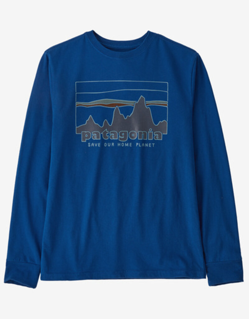 Patagonia Kids L/S Regenerative Organic Cotton Graphic T-Shirt 73 Skyline: Superior Blue