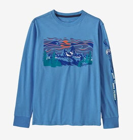 Patagonia Kids L/S Regenerative Organic Cotton Graphic T-Shirt Fitz Roy Homepeaks: Blue Bird