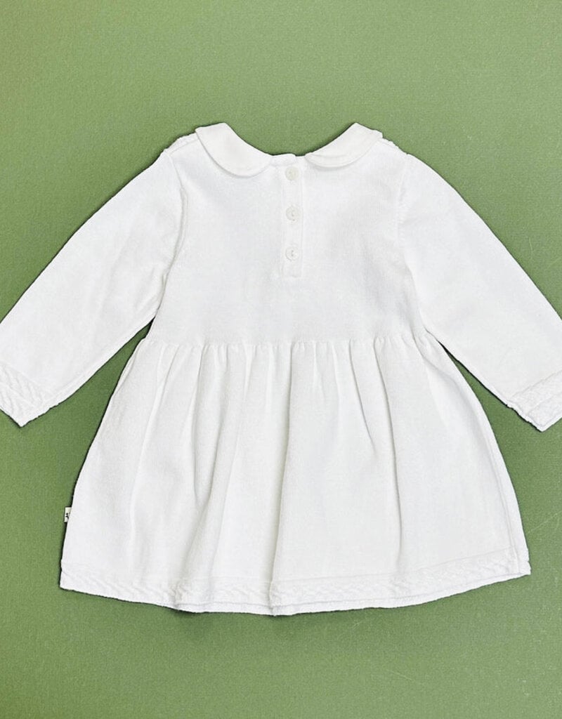 Viverano Peter Pan Tulip Knit Sweater Dress Dove White