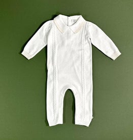 Viverano Dove White Cable Knit Baby Jumpsuit