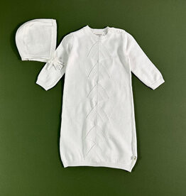 Viverano SALE Pointelle Knit Sleep Gown/Hat Set Dove White