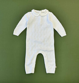 Viverano SALE Peter Pan Fancy Chevron Knit Jumpsuit Dove White