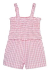 Little Me Gingham Pink Woven Romper