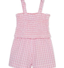 Little Me Gingham Pink Woven Romper