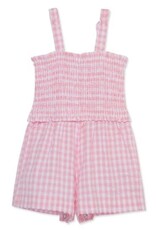 Little Me Gingham Pink Woven Romper