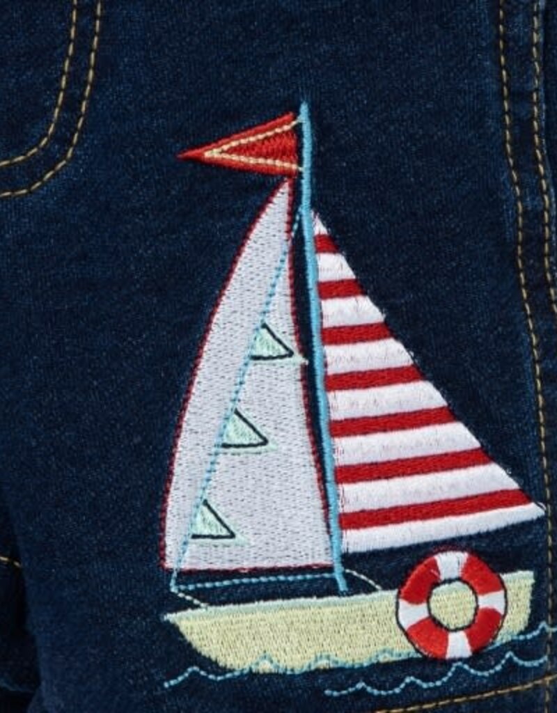 Little Me Red Stripe Tee w/Sailboat Shortall