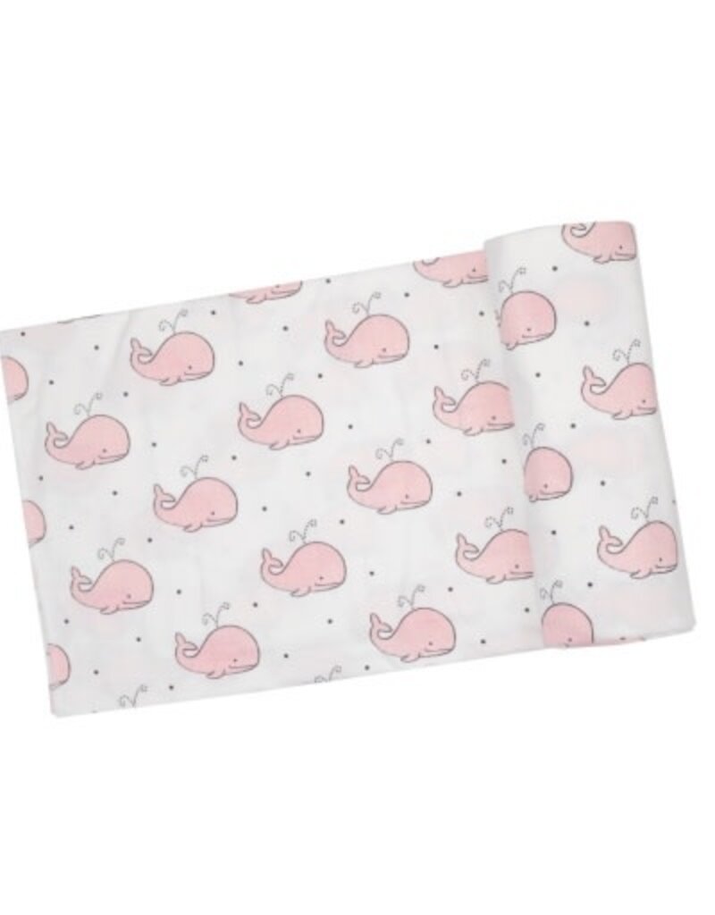 Angel Dear SWADDLE BLANKET BUBBLY WHALES PINK