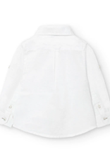 Boboli White Linen Shirt w/Striped Bow Tie