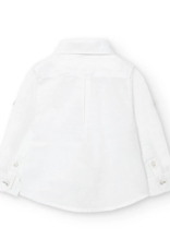White Linen Shirt w/Striped Bow Tie
