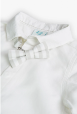 White Linen Shirt w/Striped Bow Tie