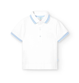 Boboli Polo White w/Blue Stripe Collar