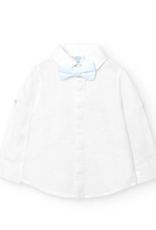 Boboli White Linen Shirt w/Blue Stripe Bow Tie