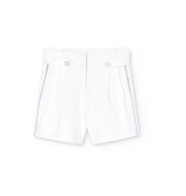 Boboli Girls Silver Trimmed White Shorts