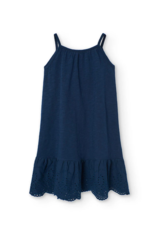 Boboli Sleeveless Blue Dress w/Eyelet Hem