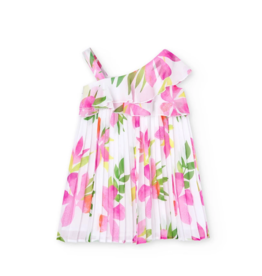 SALE Pleated Chiffon Flower Print Dress