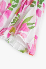 Boboli Pleated Chiffon Flower Print Dress