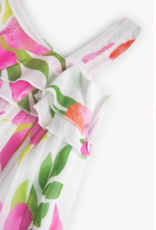 Pleated Chiffon Flower Print Dress