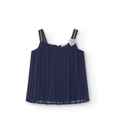 SALE Navy Chiffon Pleated Top