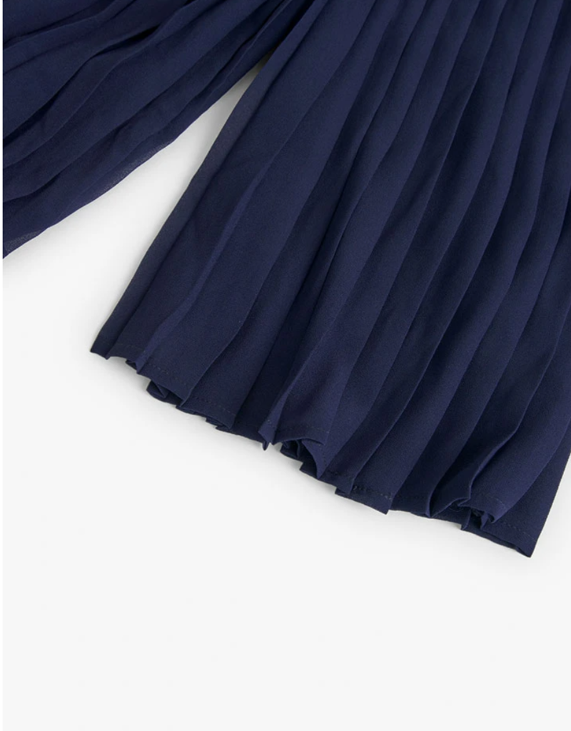 Navy Chiffon Pleated Pants