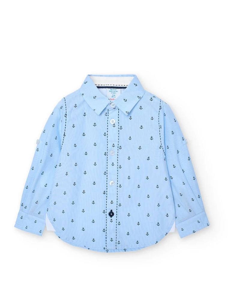 L/S Blue Shirt w/Anchor Print