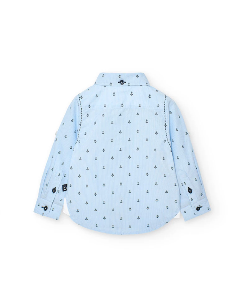 L/S Blue Shirt w/Anchor Print