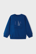 Mayoral Blue Pullover Embossed Sailboat Print