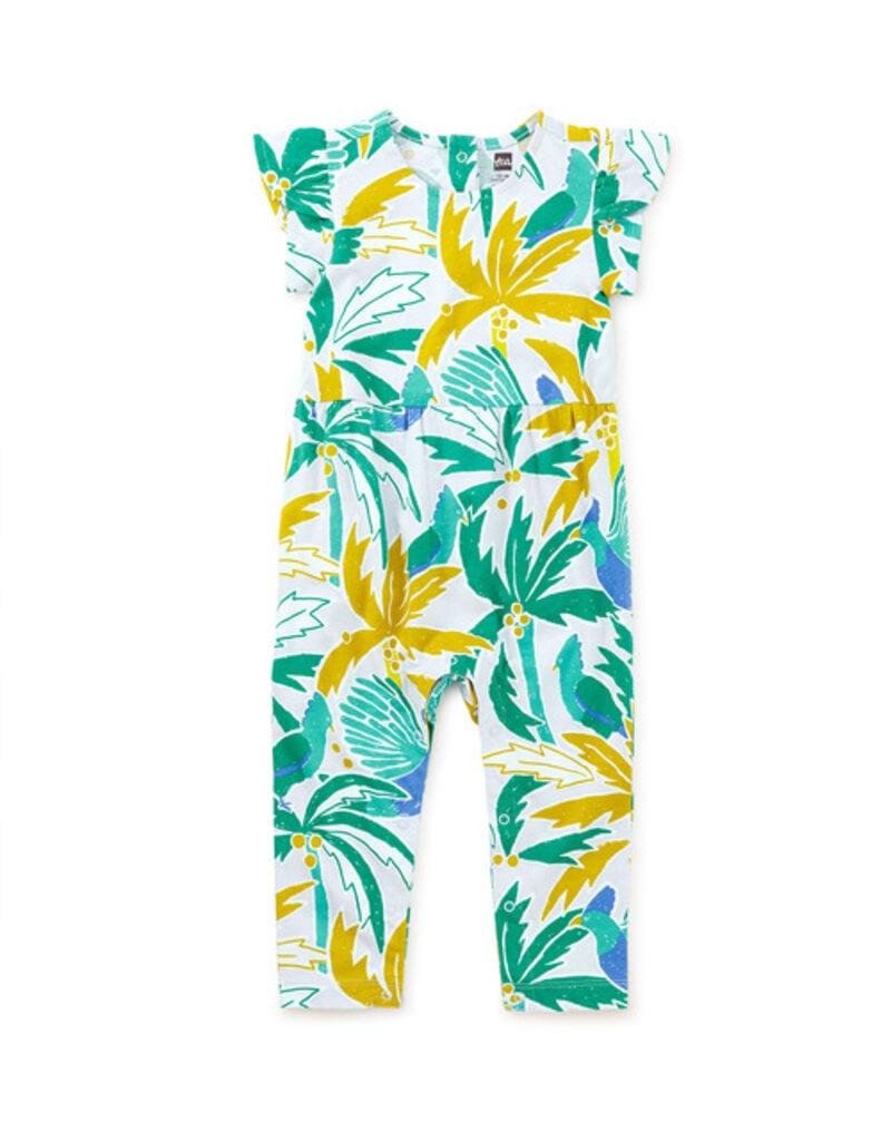 Tea Collection Tulip Sleeve Baby Romper Turaco Palm
