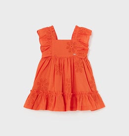 Mayoral Embroidered Tangerine Dress