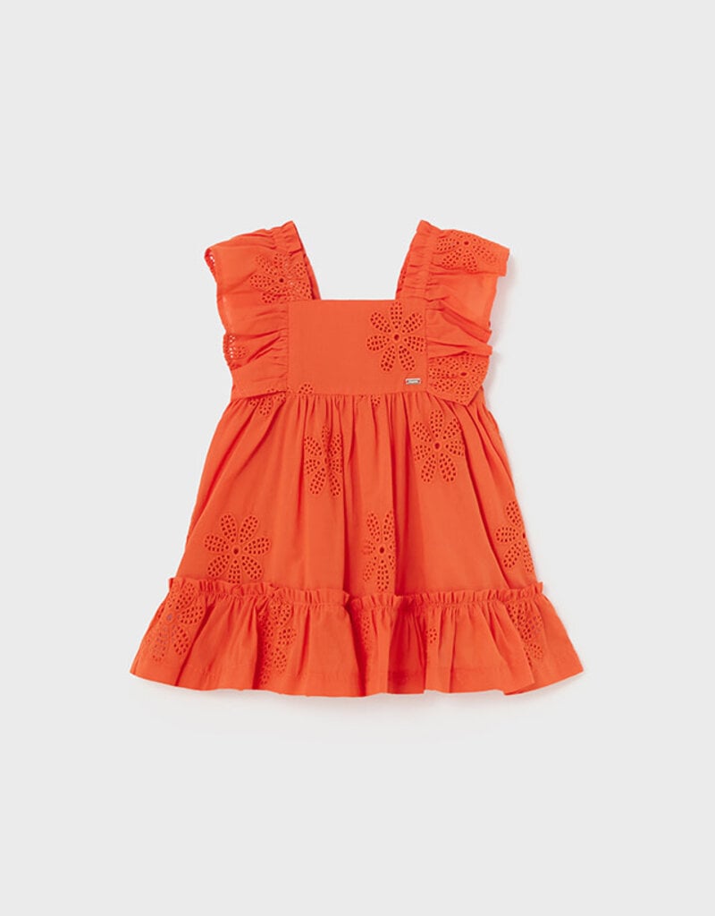 Mayoral Tangerine Embroidered Dress