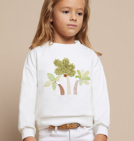 Mayoral Embroidered White Pullover