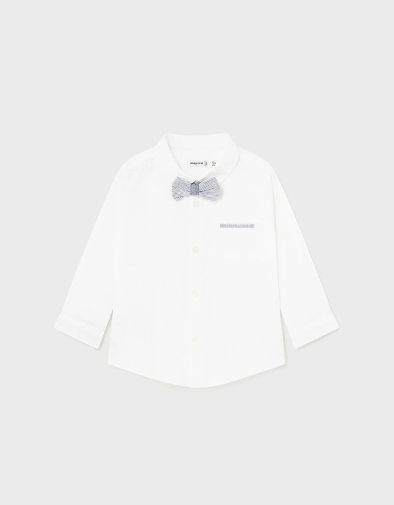 Mayoral White L/S Dressy Shirt w/Bow Tie