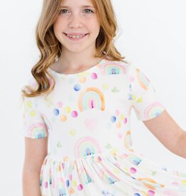 Mila & Rose Watercolor Rainbows S/S Pocket Twirl Dress