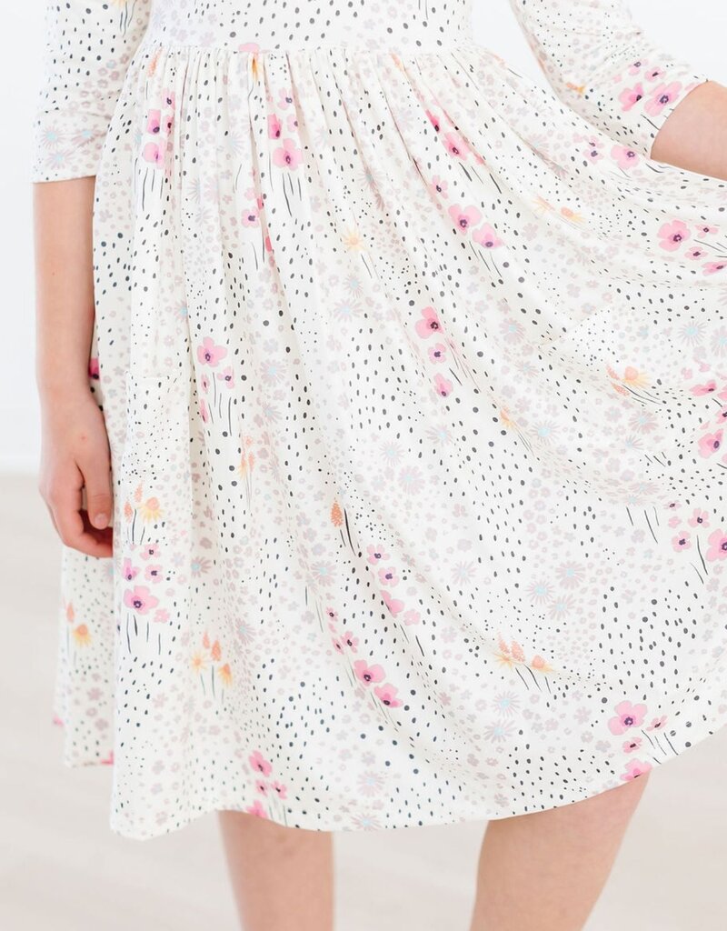 Mila & Rose Whimsical Wildflowers 3/4 Sleeve Pocket Twirl Dress