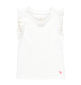 Pink Chicken SALE organic ruffle rib tank gardenia white