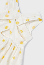 Mayoral Cream Jacquard Yellow Flower Dress