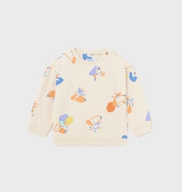 Mayoral L/S Cream Printed Pullover