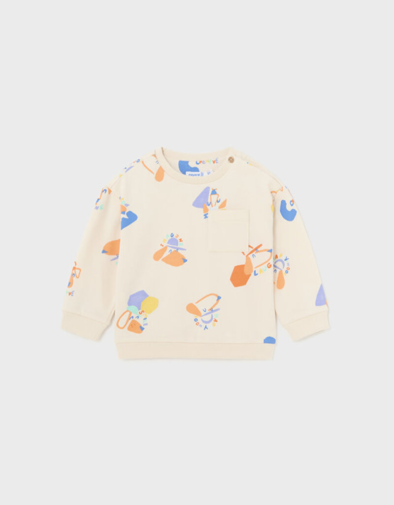 Mayoral L/S Cream Printed Pullover
