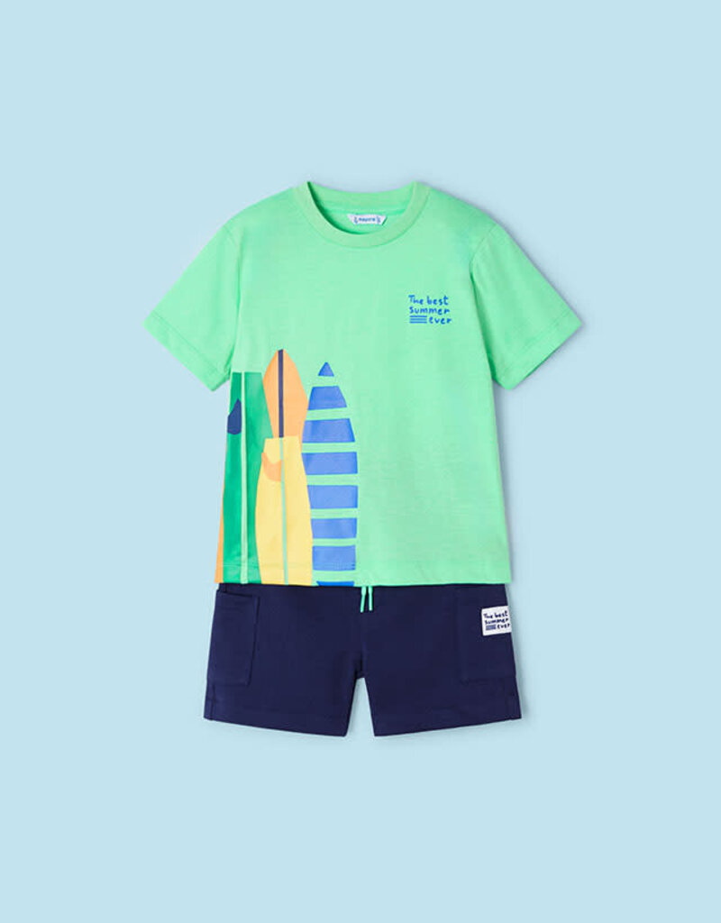 Mayoral Lime Top w/Navy Shorts Set
