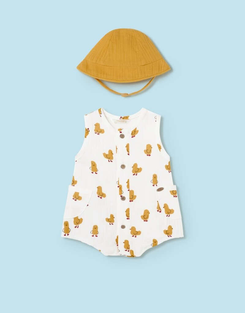 Mayoral White Romper w/Ducky and Hat