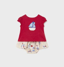 Mayoral SALE. Red Sailboat Tee w/Print Skirt