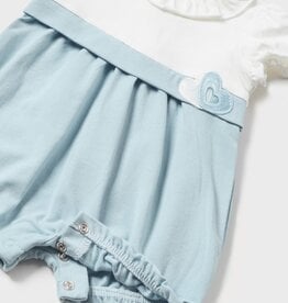 Mayoral White and Lt Blue Romper w/Heart