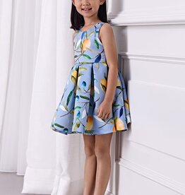 Abel & Lula Light Blue Satin Printed Dress