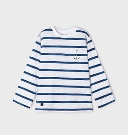 Mayoral White Navy L/S Stripe T Shirt