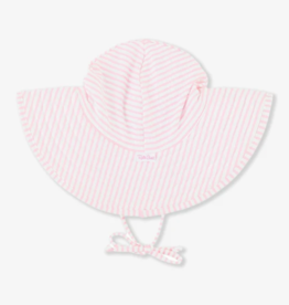 RuffleButts Swim Hat Pink Seersucker