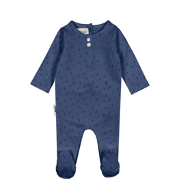 Maniere Buttons and Polkadots Footie Ocean Blue