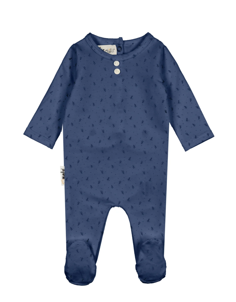 Maniere Buttons and Polkadots Footie Ocean Blue