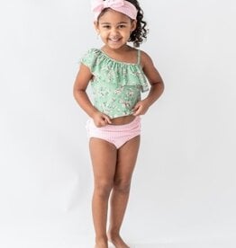 RuffleButts One Shoulder Ruffle Tankini TEA ROSES