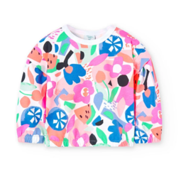 Boboli Fleece Flower Print Sweatshirt