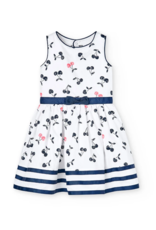 Cherry Print Dress Navy and White